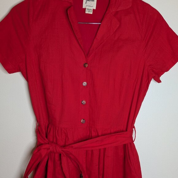 Joanie Red Santo Button-Down Tea Dress - Picture 3 of 12